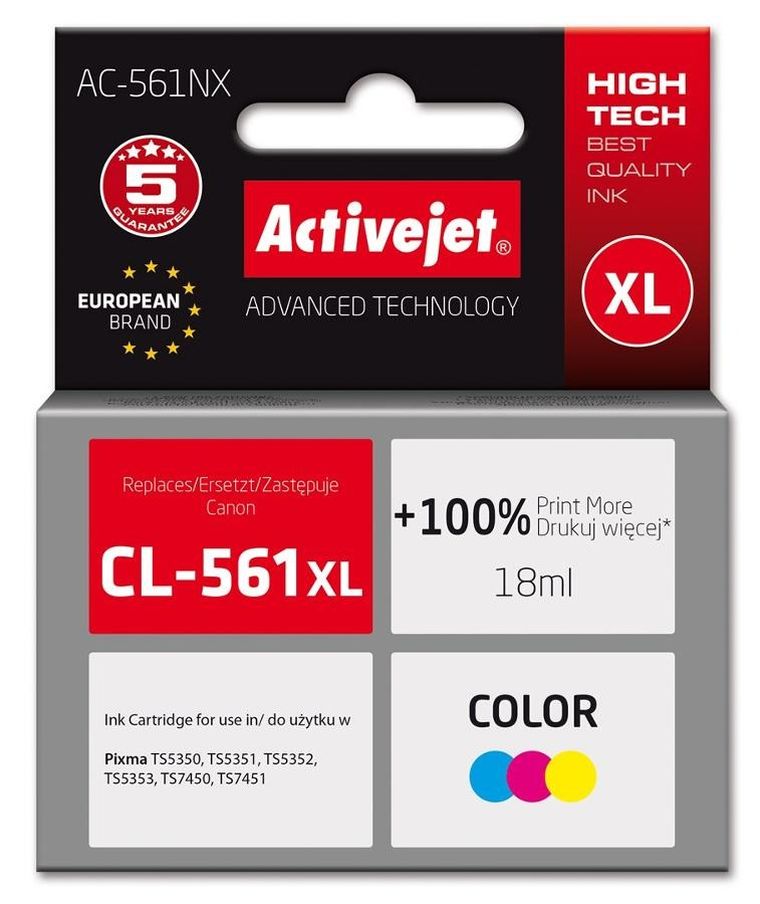 Activejet, tusz do drukarki Canon CL-561XL, AC-561NX