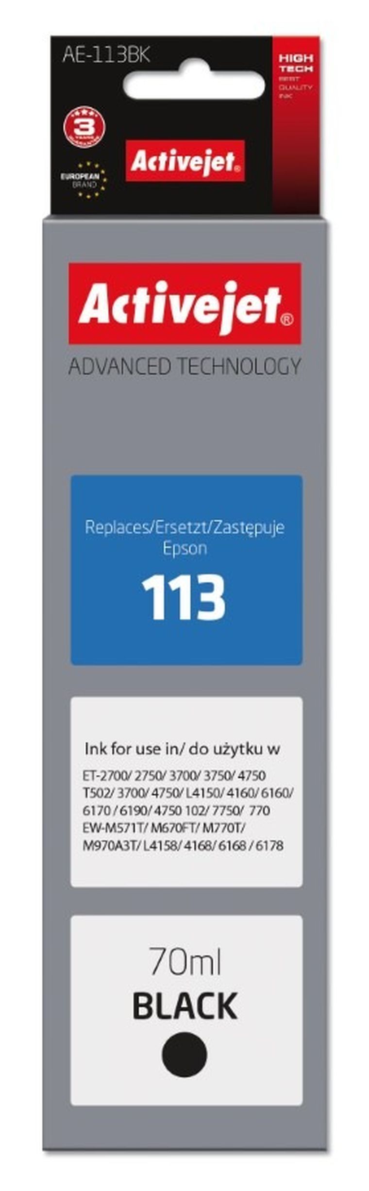 Activejet, tusz do drukarki Epson 113, C13T06B140, AE-113Bk
