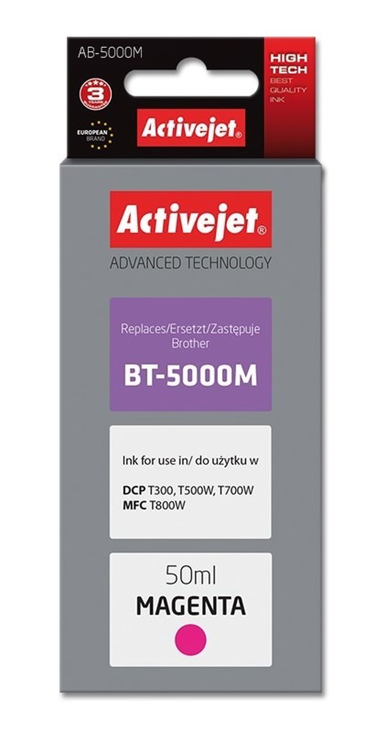 Activejet, tusz do drukarki, zamiennik Brother BT-5000M, Supreme, 50 ml, czerwony, AB-5000M