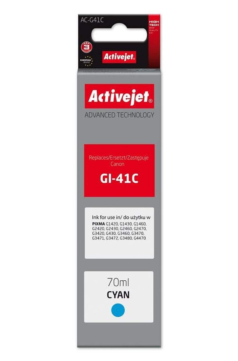 Activejet, tusz do drukarki, zamiennik Canon GI-41C 4543C001, Supreme, 70 ml, niebieski, AC-G41C
