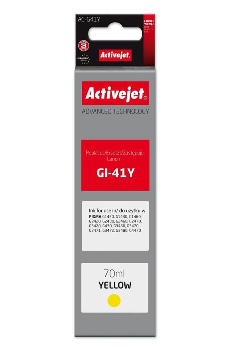 Activejet, tusz do drukarki, zamiennik do Canon GI-41Y 4545C001, Supreme, 70 ml, żółty, AC-G41Y