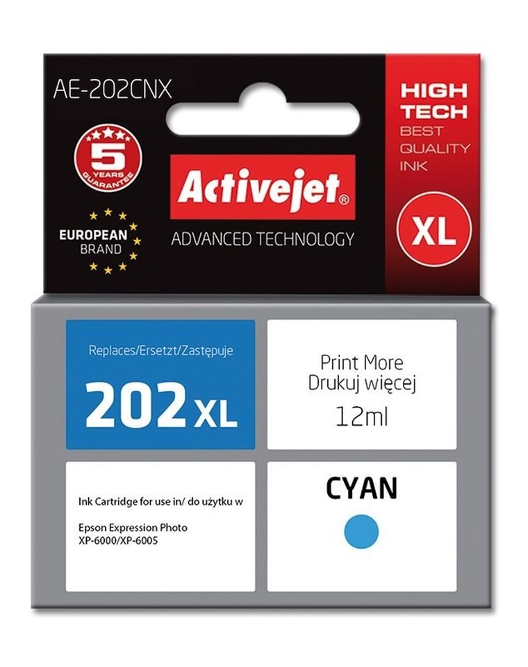 Activejet, tusz do drukarki, zamiennik Epson 202XL H24010, Supreme, 12 ml, niebieski, AE-202CNX