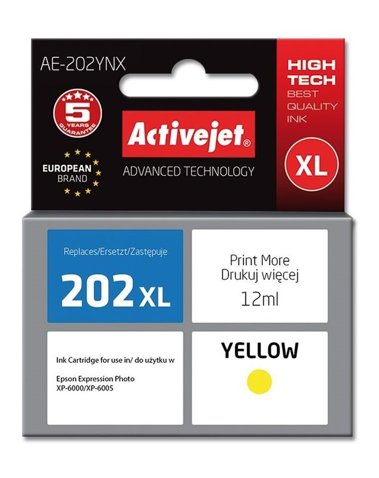 Activejet, tusz do drukarki, zamiennik Epson 202XL H44010, Supreme, 12 ml, żółty, AE-202YNX