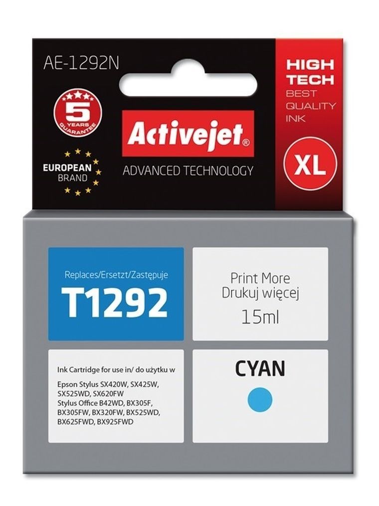 Activejet, tusz do drukarki, zamiennik Epson T1292, Supreme, 15 ml, niebieski, AE-1292N