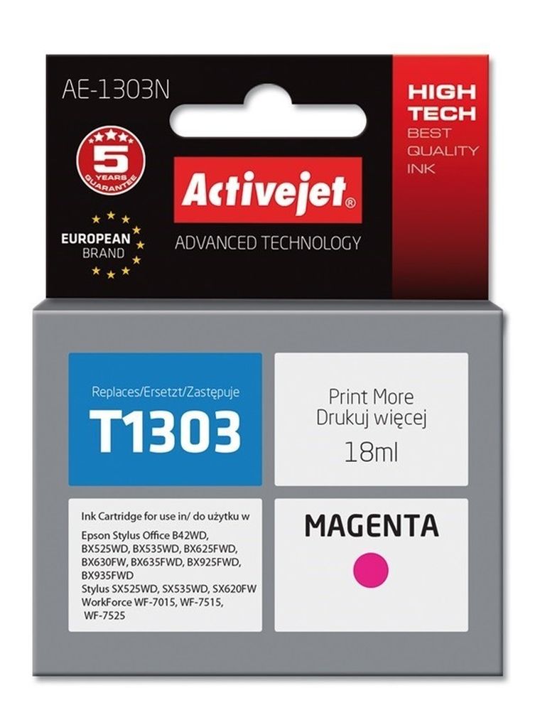 Activejet, tusz do drukarki, zamiennik Epson T1303, Supreme, 18 ml, czerwony, AE-1303N