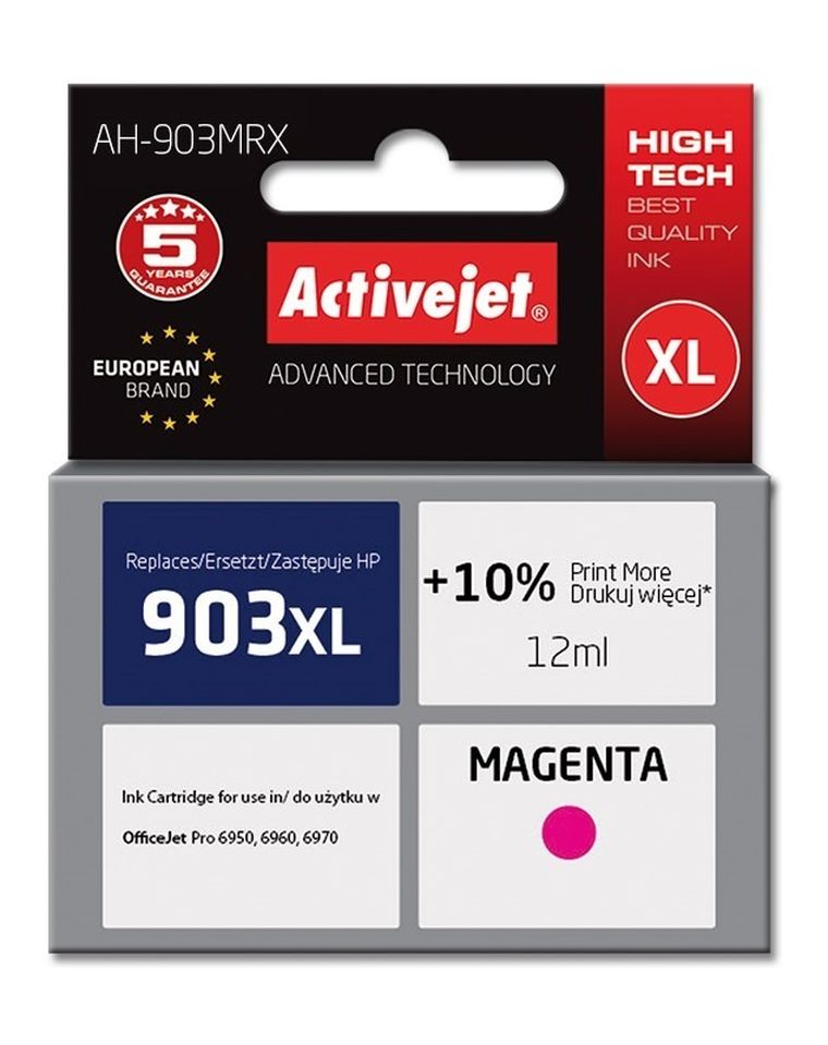Activejet, tusz do drukarki, zamiennik HP 903XL T6M07AE, Premium, 12 ml, czerwony, AH-903MRX