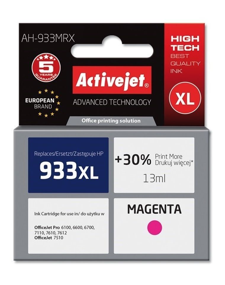 Activejet, tusz do drukarki, zamiennik HP 933XL CN055AE, Premium, 13 ml, czerwony, AH-933MRX