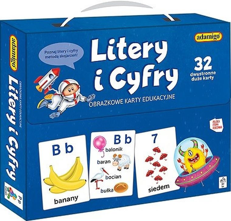 Adamigo, Litery i Cyfry, obrazkowe karty edukacyjne