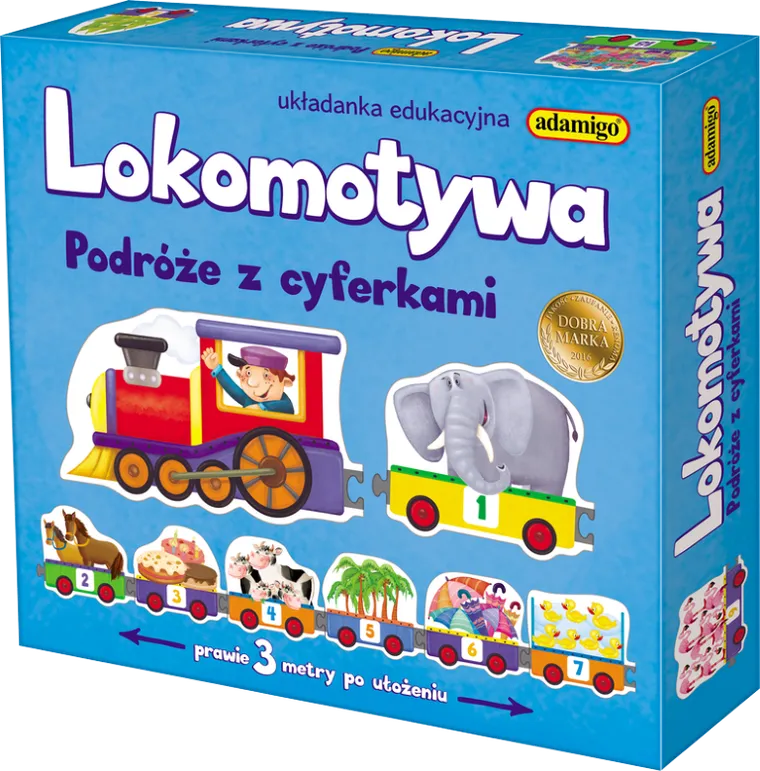 Adamigo, Lokomotywa, podróże z cyferkami, puzzle, 21 elementów