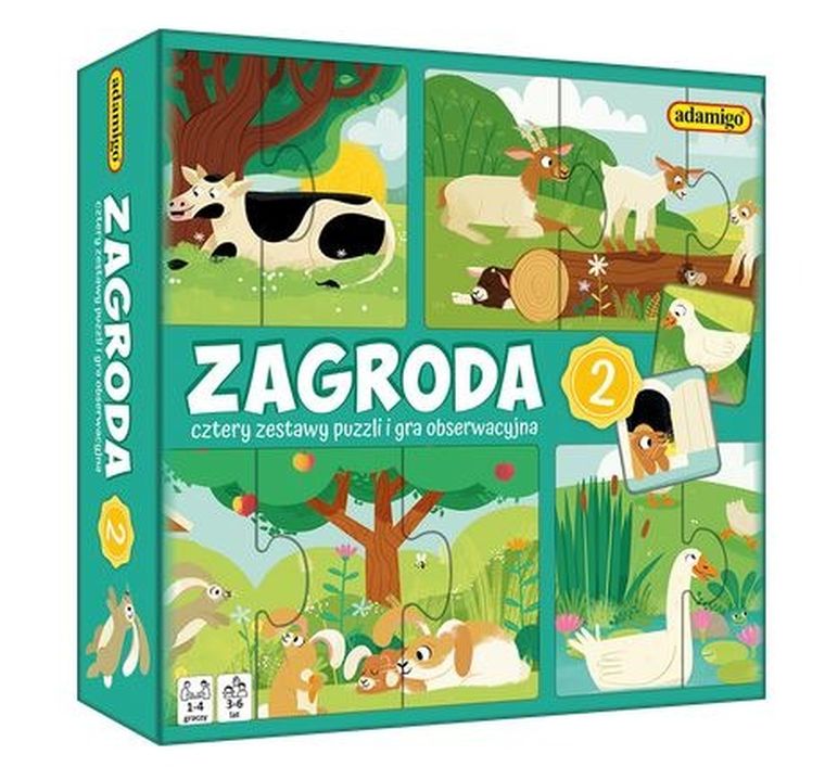 Adamigo, Zagroda, puzzle obserwacyjne z grą, 20 elementów