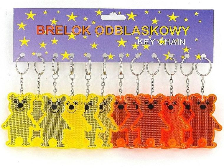 Adar, brelok, zawieszka odblaskowa, miś, 7 cm, 12 szt.