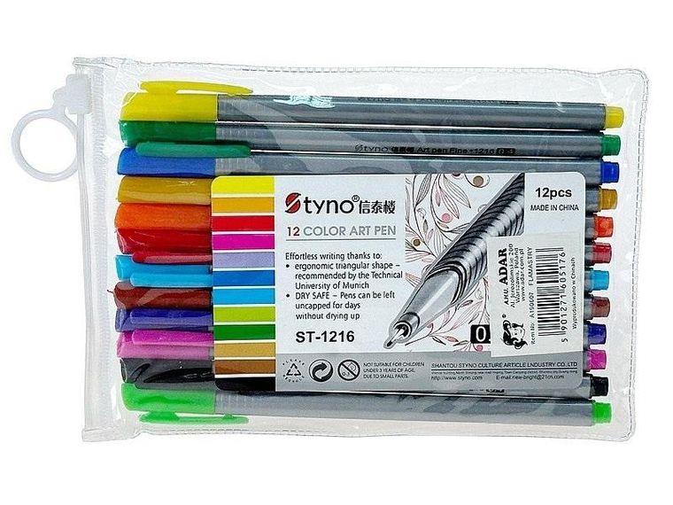 Adar, cienkopisy, 12 kolorów