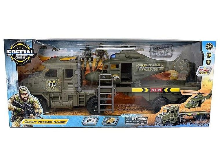 Adar, ciężarówka wojskowa z lawetą, śmigłowcem i akcesoriami