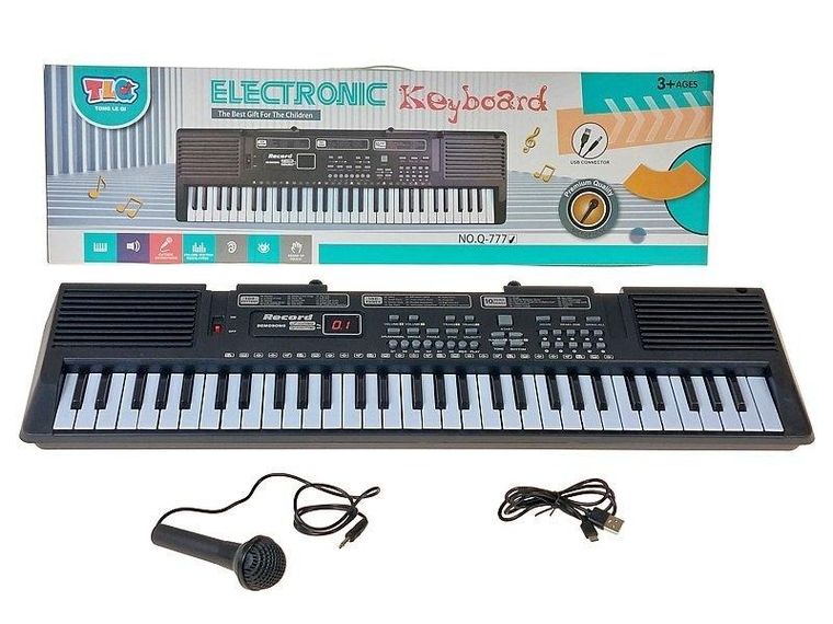 Adar, elektroniczny keyboard z mikrofonem, organki, 61 klawiszy