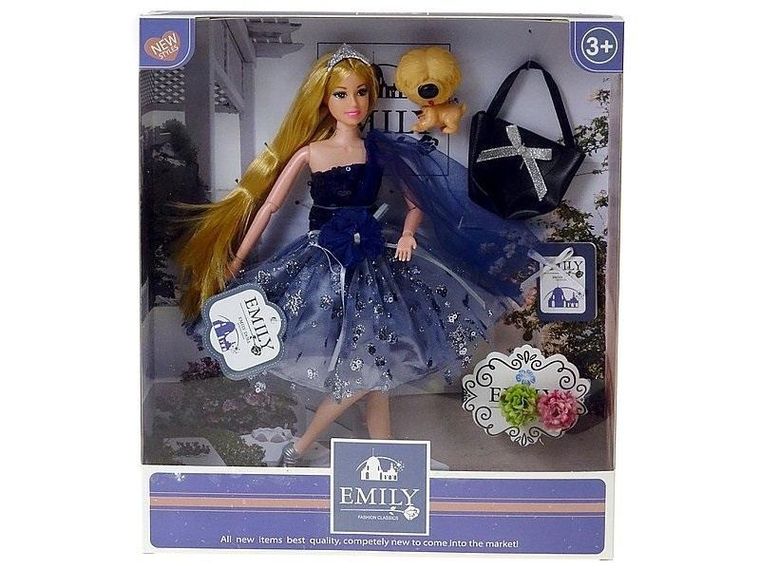 Adar, Emily, lalka w granatowej sukience, 29 cm
