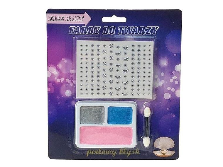 Adar, farby do malowania twarzy, perłowe, 3 kolory, zestaw z naklejkami