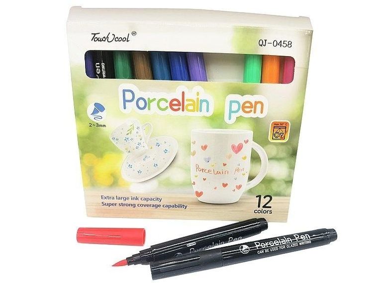 Adar, flamastry do malowania po porcelanie, 12 kolorów