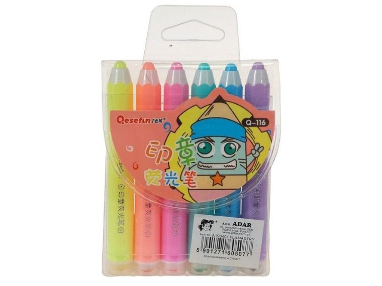 Adar, flamastry neonowe, 8 kolorów