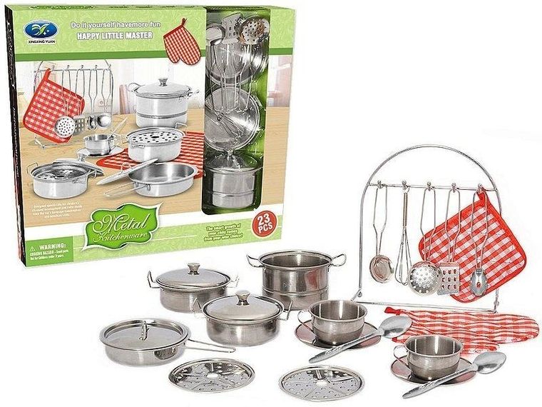 Adar, garnki, metalowe, 23 elementy