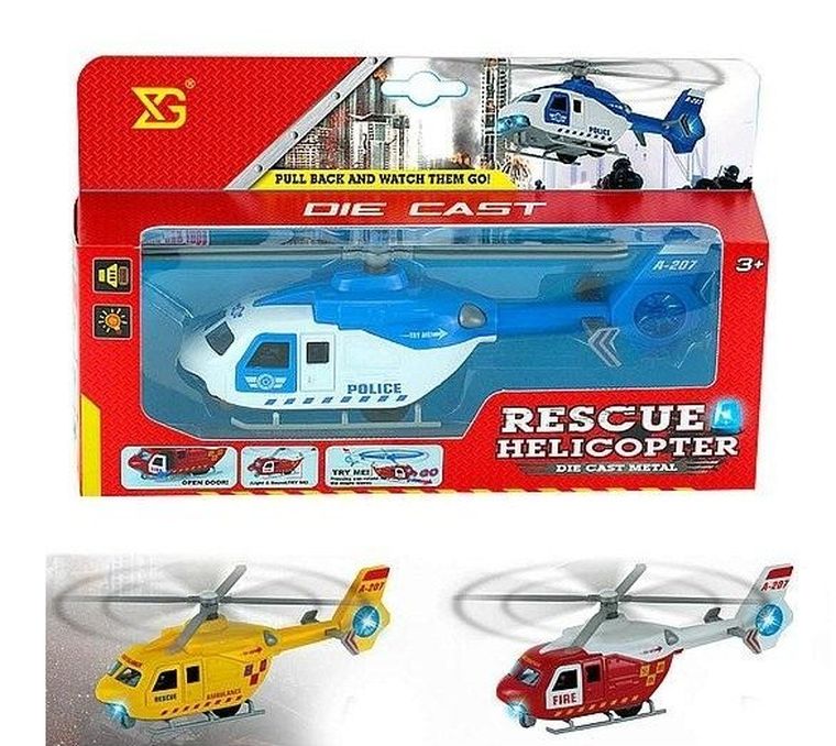 Adar, helikopter metalowy, pojazd, światło i dźwięk, 1 szt.