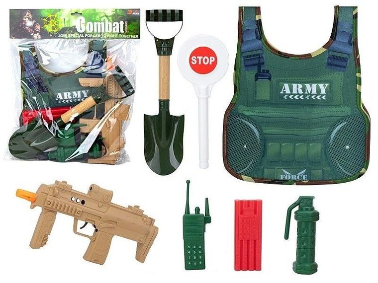 Adar, karabin i kamizelka wojskowa z akcesoriami