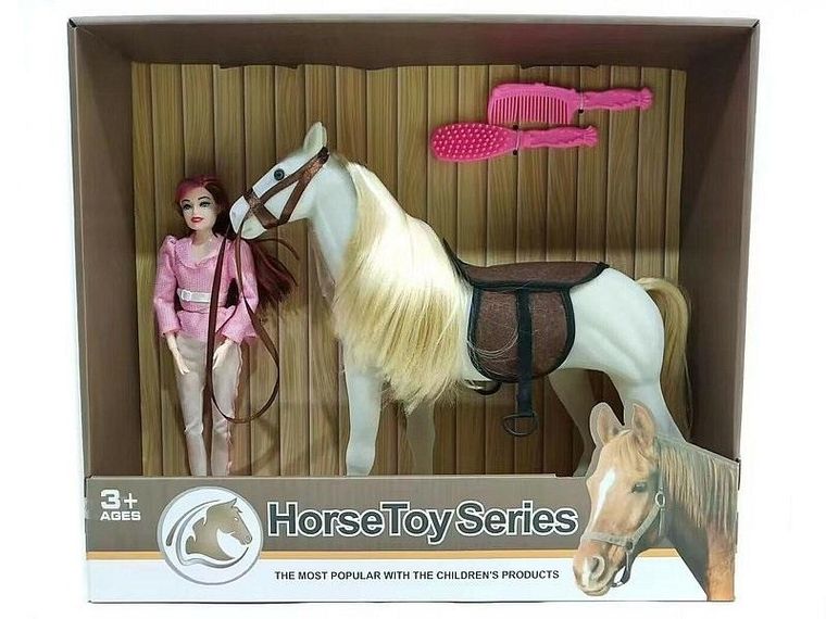 Adar, koń z dżokejką, figurka