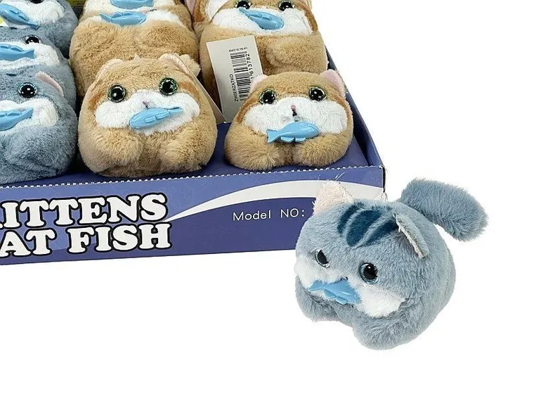 Adar, kotek z rybą machający ogonem pluszowy, 13 cm, 1 szt.