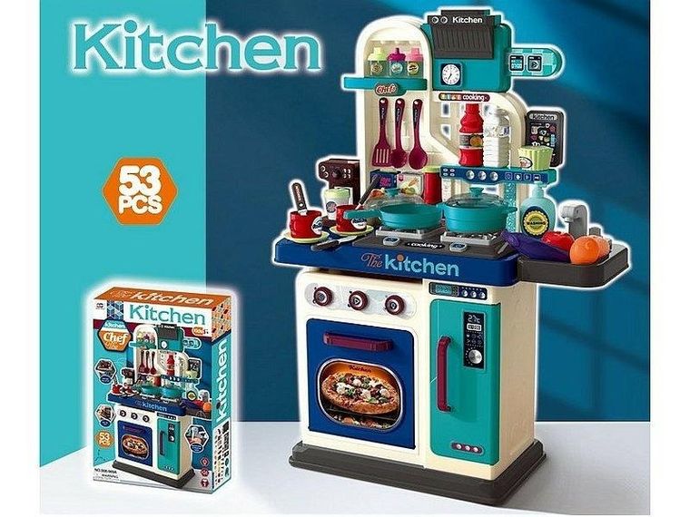 Adar, kuchnia z wyposażeniem, niebieska, 53 elementów