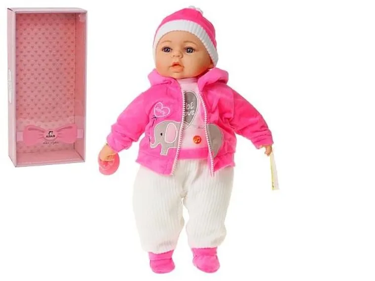 Adar, Lalka bobas, różowa, dźwięk, 45 cm