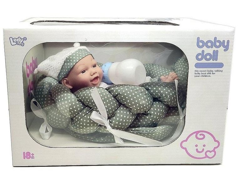 Adar, lalka bobas z kocykiem i butelką, 25 cm