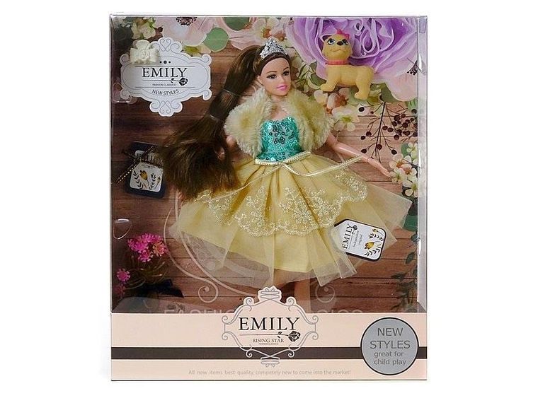 Adar, lalka w sukni wieczorowej z pieskiem, 29 cm