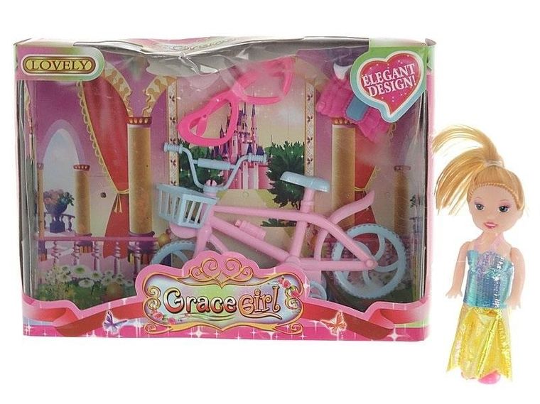 Adar, mini lalka z rowerkiem, 9 cm