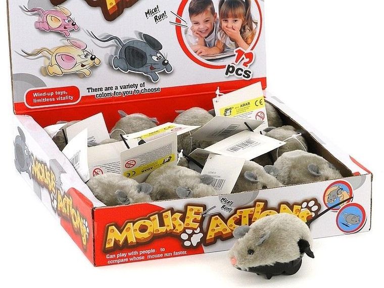 Adar, mysz nakręcana, szara, 12 szt.