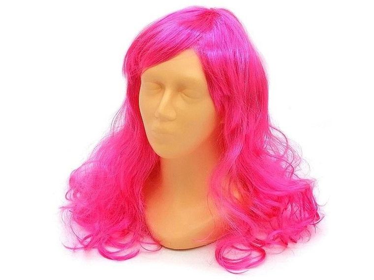 Adar, peruka długa, neonowy róż
