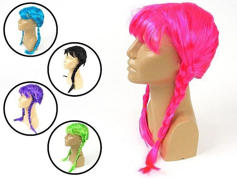 Adar, peruka z warkoczami, neonowa, 1 szt.