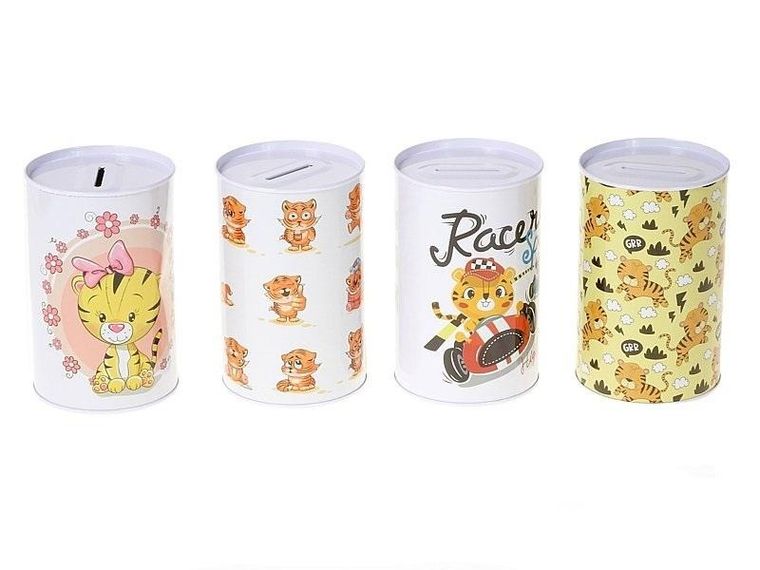 Adar, skarbonka metalowa, puszka, Tygryski