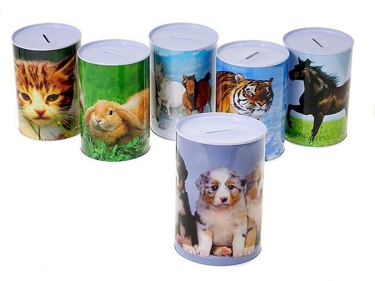 Adar, skarbonka metalowa, zwierzątka, 14.5-10 cm, 1 szt.