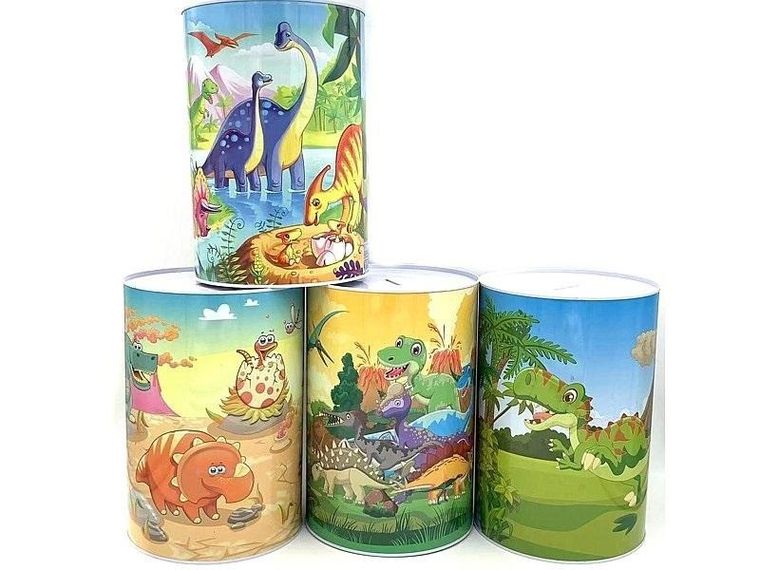 Adar, skarbonka, puszka metalowa, Dinozaury