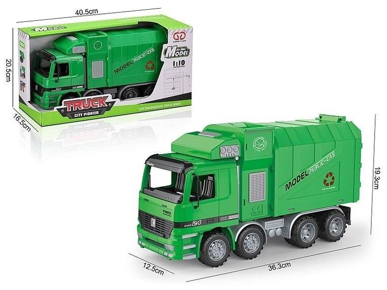 Adar, śmieciarka, pojazd służb miejskich, 1:10, zielona