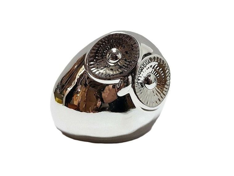 Adar, sowa ceramiczna, srebrna, 11 cm