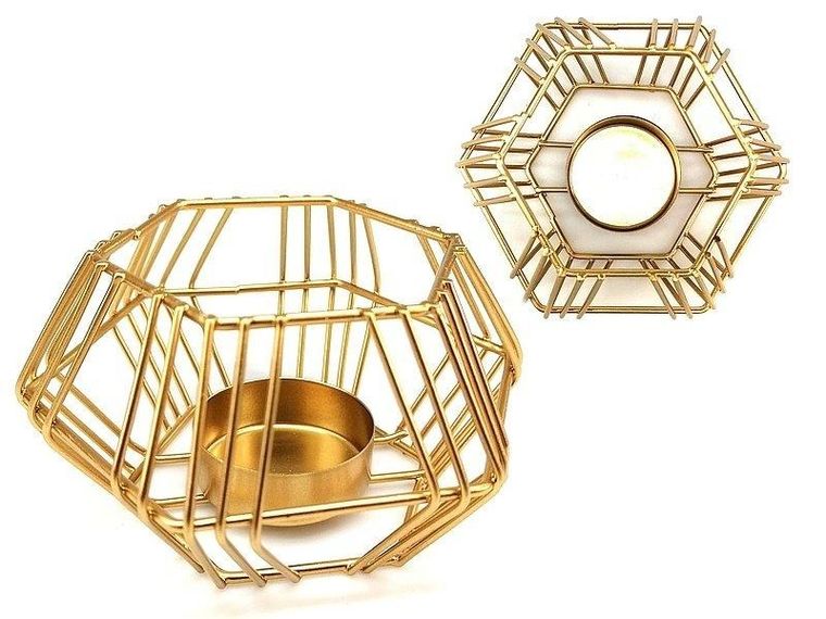 Adar, świecznik, metalowy, złoty