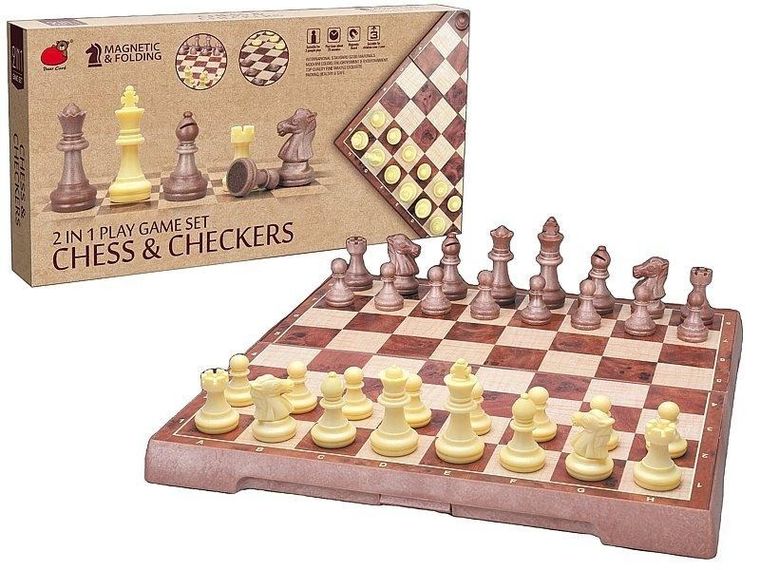 Adar, szachy i warcaby, 2w1 magnetyczne, gra logiczna