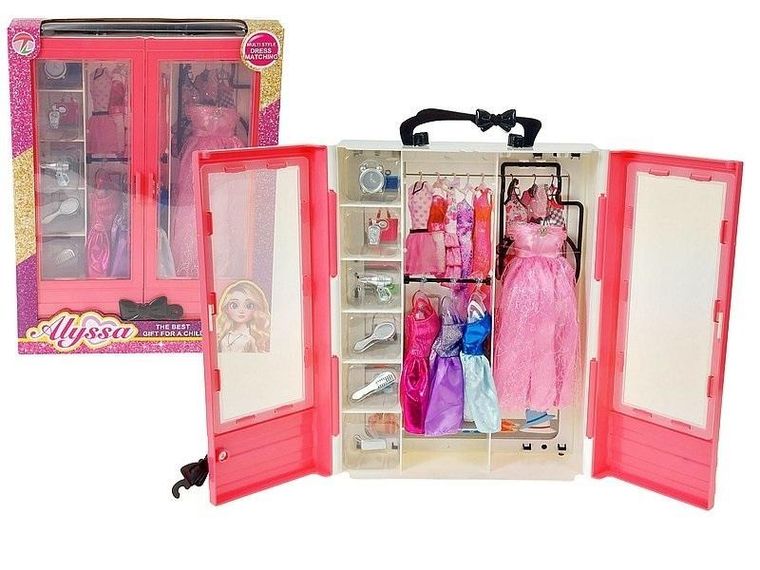 Adar, szafa z sukienkami dla lalek i akcesoriami