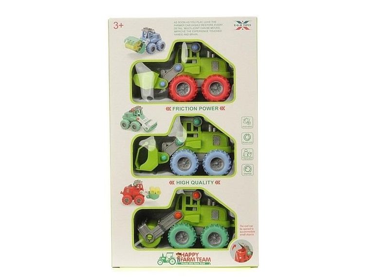 Adar, traktor z napędem, zielony, 3 szt.