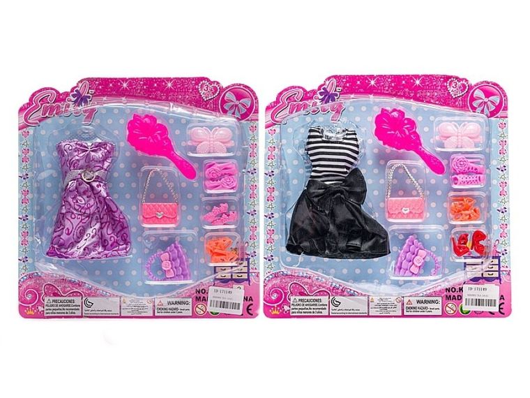 Adar, ubranko dla lalki, sukienka, szczotka, torebki, akcesoria