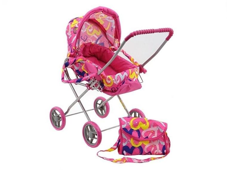 Adar, wózek głęboki dla lalek z koszem i daszkiem, 2w1
