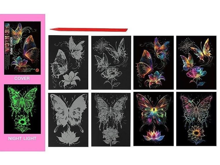 Adar, wydrapywanka kolorowa fluorescencyjna motyle