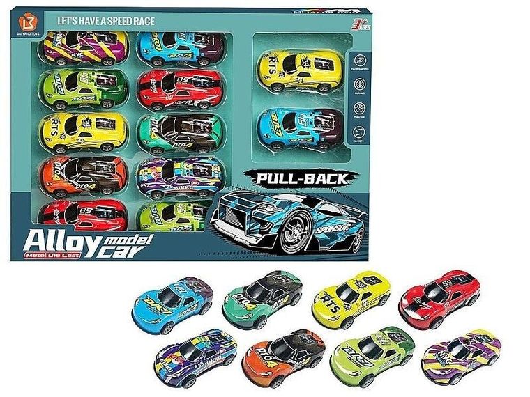 Adar, zestaw aut metalowych, 8,6 cm, 12 szt.