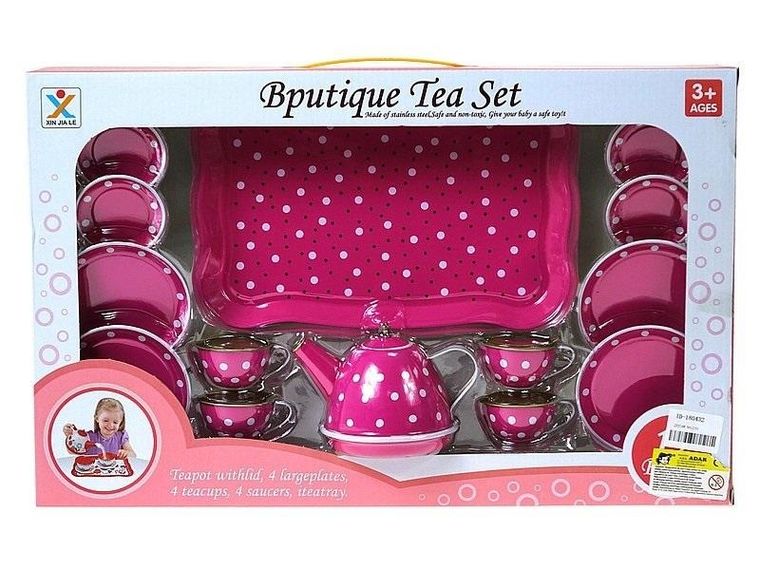 Adar, zestaw do herbaty z tacą, różowy