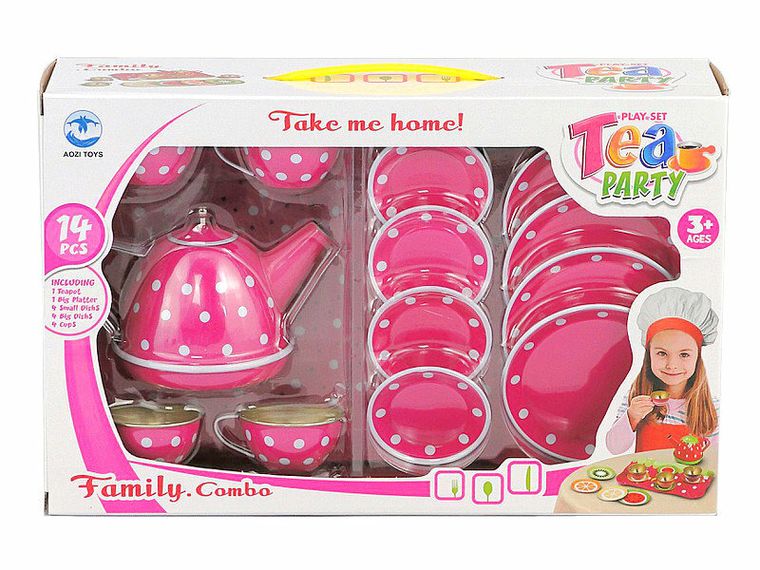 Adar, zestaw kuchenny, metalowy, różowy